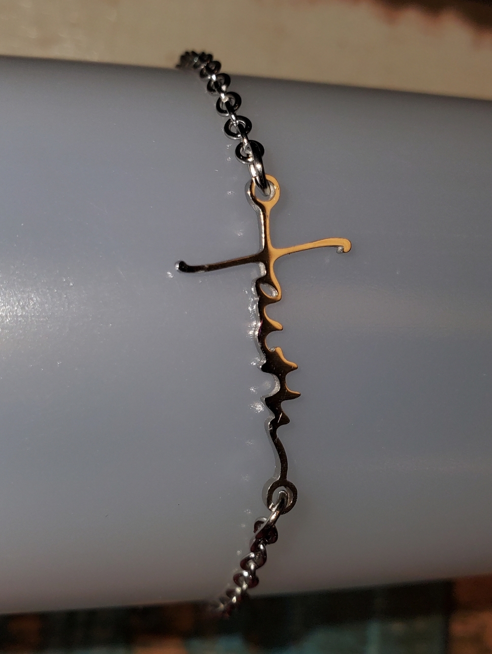 B2G1F Silver Cross "FAITH" Bracelet, 9 1/2in, NEW